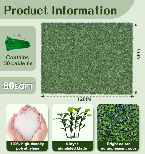 ODTORY Artificial Ivy Privacy Screen Fence Panel, Gradient Green 96X120 in by ODTORY - Used condition - Image 2