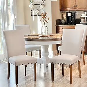 Colamyupholsteredparsonsdiningchairssetof4fabricdiningroomkitchensidechairwithnailheadtrimandwoodlegsbeige Urban Country Home Decor Colamy upholstered parsons dining chairs set of 4 fabric dining room kitchen side chair with nailhead trim and wood legs beige urban country home decor