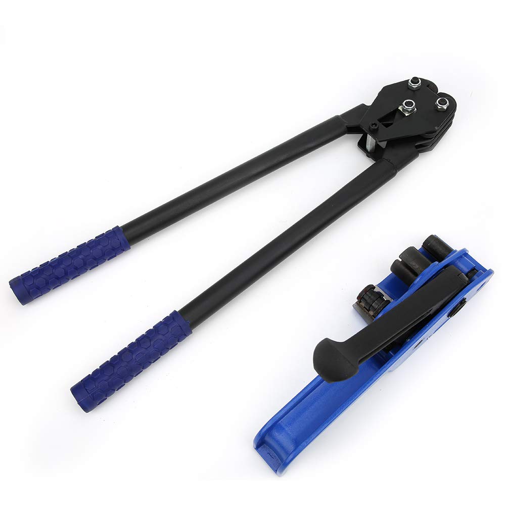 Tenditore e sigillatore per reggia, strumento per fascette in PP/PET per reggette in plastica PET per l'imballaggio di articoli di medie e piccole dimensioni(Blu, Set da 2 pezzi)