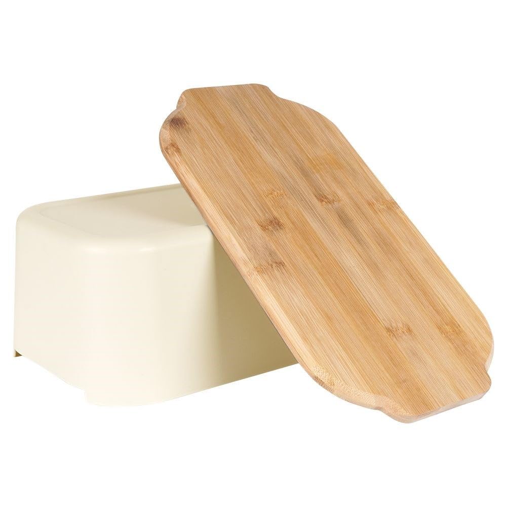 Vilde Portapane con tavola in legno color panna, cestino per il pane, contenitore per il pane, padella per il pane, scatola per il pane, 33 x 18,5 x 12 cm