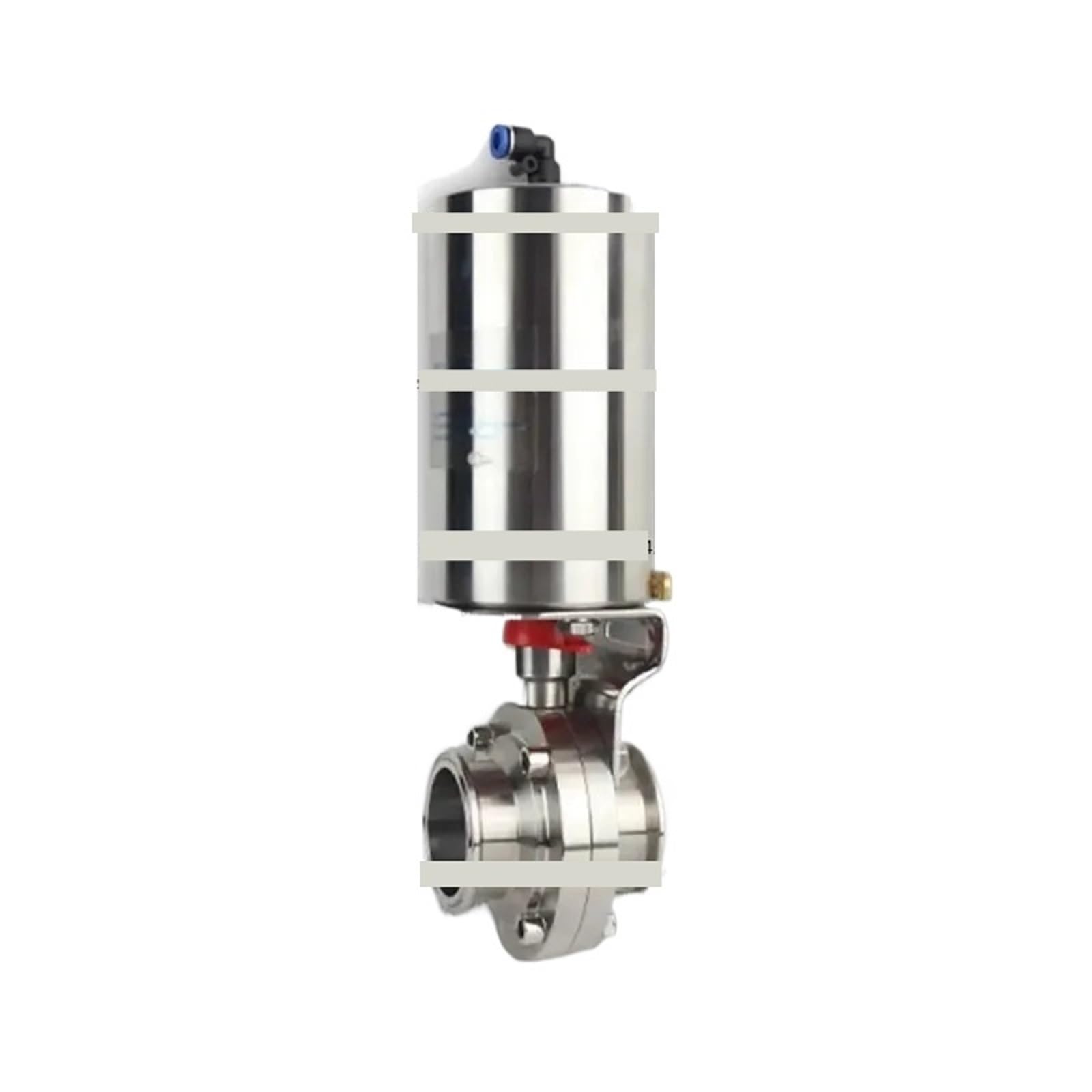 Válvula de mariposa vertical neumática de acero 304 para control de fluidos sin fugas