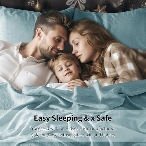 Image of LBRO2M 100% French Pure Linen Sheet Set 4Pcs, 16 inch Deep Pocket King Size