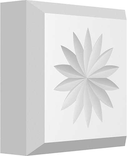 Ekena Millwork ROSP030X030X100SDG10 Roseta de flores Sedgwick estándar con borde biselado, 3 pulgadas de ancho x 3 pulgadas de alto x 1 "P