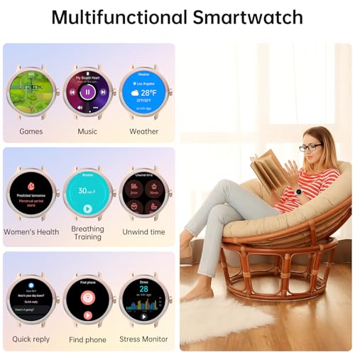 Image of Smart Watch for Men Women(Answer /Make Calls), Smartwatch Built-in AI Voice, 1.27 inch HD Fitness Tracker with Heart Rate /Sleep /Step /SpO2 Monitor, 100+ Sports Modes, IP68 Waterproof Watch for Android iOS