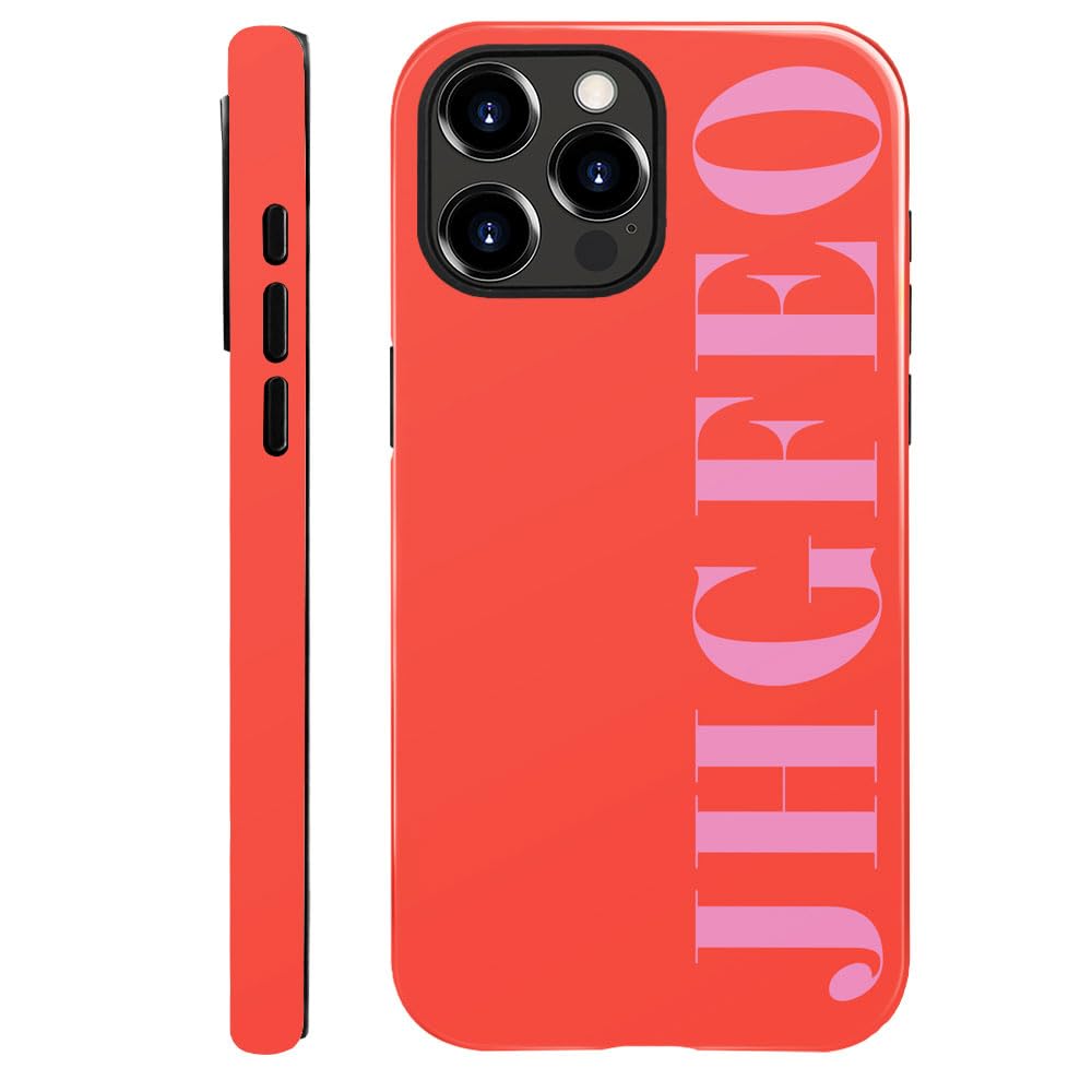 Funda personalizada personalizada con monograma inicial rosa 014 diseño para iPhone 16 Pro Max 15 14 12 13 11 Plus, funda rígida híbrida brillante de 2 capas a prueba de golpes, para niñas y