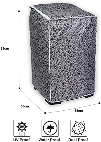 Classic® Top Load Washing Machine Cover Suitable For LG 6 Kg, 6.2 Kg, 6.5 Kg, 7 Kg (56cmsX56cmsX85cms, Black & Grey)