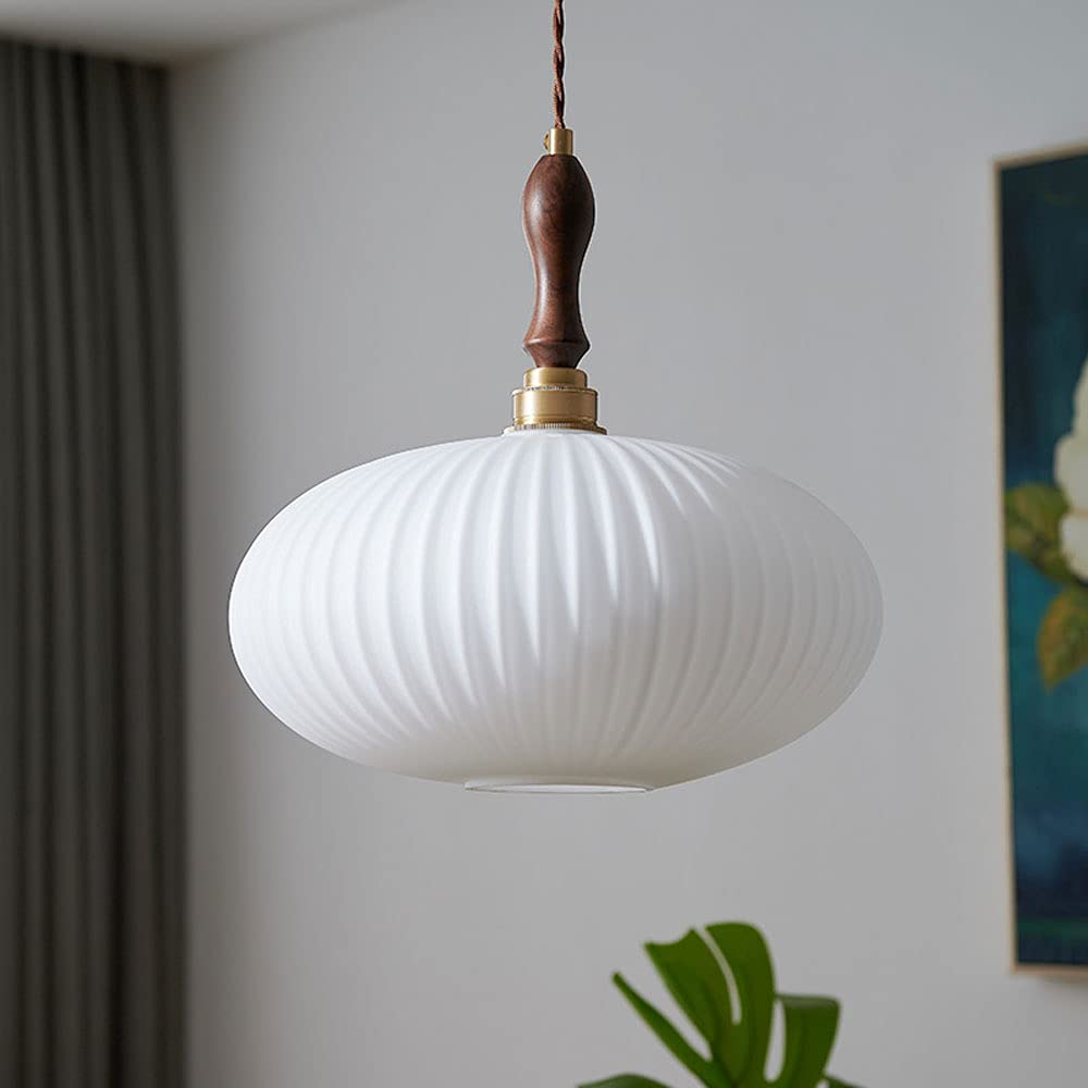 Luz, Lámpara colgante de Luces LED, lámpara de troncos de nogal Retro de 1 Luz, Cuerpo de lámpara, pantalla de vidrio, lámpara colgante de techo Ajustable, adecuada para pasillos,