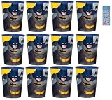 Unique Batman Birthday Party Supplies Bundle includes 12 Plastic Reusable Cups 16oz