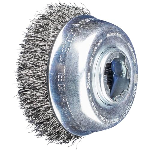 PFERD Cup Brush, Diameter 75 mm, unbraided, 0.30 mm Steel Wire, X-Lock Socket, 43469006 - for Quick and Comfortable Tool Changes