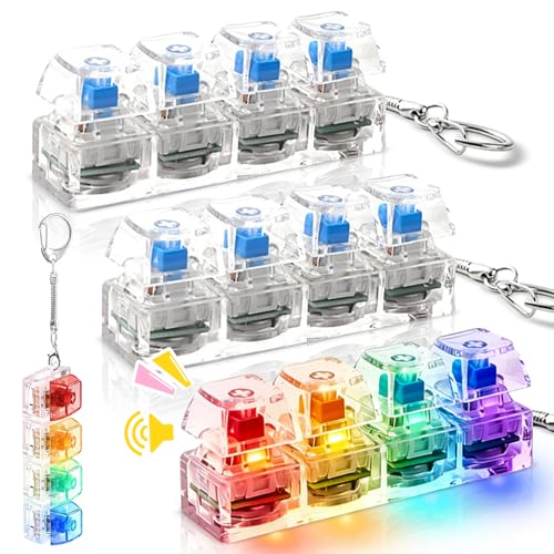 3 PCS Tastatur Schlüsselanhänger Tastatur Fidget Spielzeug Fidget Tastatur Led Tastatur Fidget Toy 4 Tasten Lustiges Tastaturs Schlüsselanhänger für Stressabbau und Zeitvertreib Frauen Männer