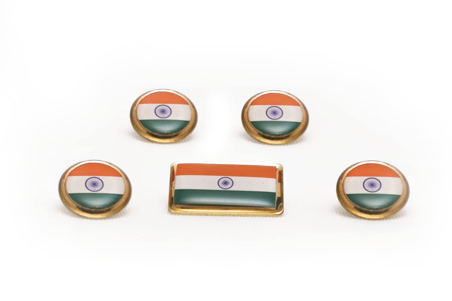 Indian Flag Lapel Badges - Round Large | Set of 5 Brass Lapel Pin with Beautiful Indian National Flag (B08S74QQWG) Amazon Price History, Amazon Price Tracker