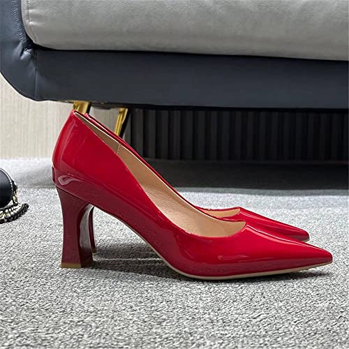 TN TANGNEST Women's Classic Closed Pointed Toe Block Heel Pumps Office Dress High Heels4