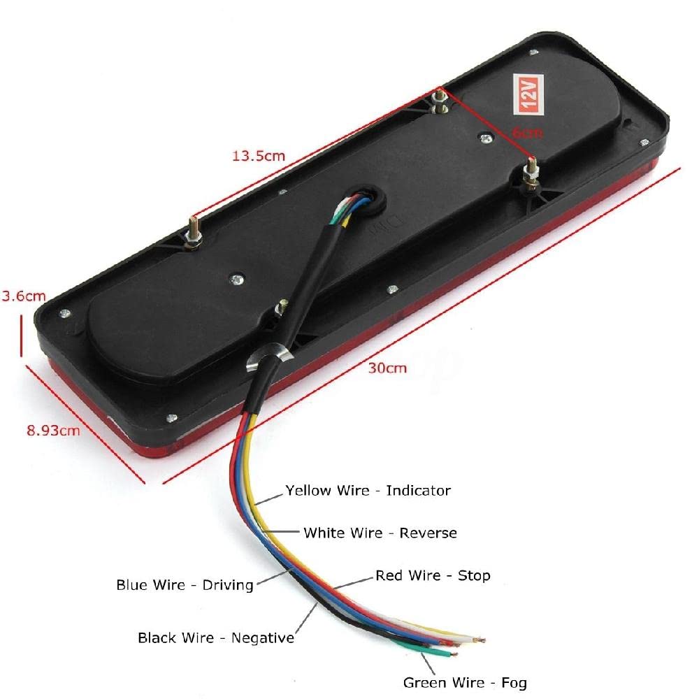 Riloer 2pcs 12V Luces traseras LED, Luces de freno traseras impermeables Luces indicadoras de marcha atrás, Universal para coche Camión Furgoneta Remolque Camión Caravana