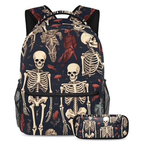 Sac à dos motif crâne rétro idéal pour les cours et les voyages des adolescents