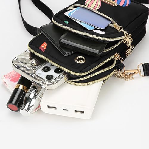 Small Crossbody Bag for Women, Lightweight Nylon Phone Purse Adjustable Strap 3 Zipper Pockets for Travel Shopping Daily Use2