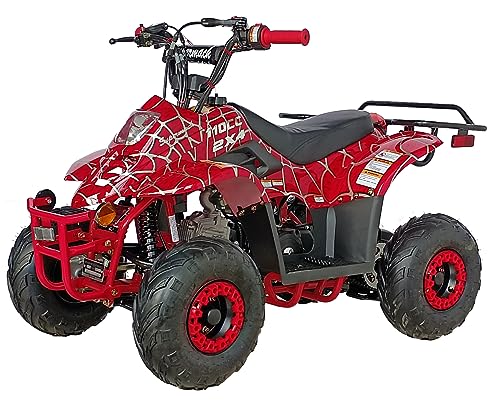 HHH ATV 110cc Boulder 110B1 Gas 110cc ATV Quads Youth ATV Quad ATVs Fully Automatic Children 4 Wheeler (Red Spyder Color)