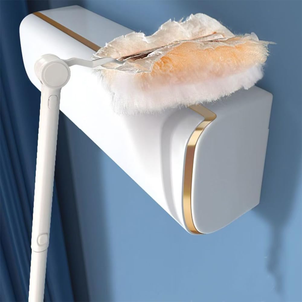 2 Pezzi Manico di Ricambio per Ricarica Spolverino Swiffer, Manico Esteso Telescopico Regolabile, Manico di Ricarica Spolverino per Casa Pulizia (Bianco e Giallo)