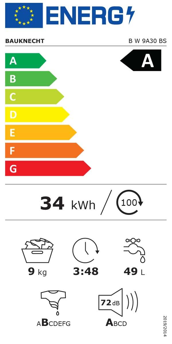Bauknecht B W 9A30 BS Waschmaschine, 9 kg, 1400 U/min, Frontlader, Steam Therapy & Steam Technologie, Adaptive Wash, ColdWash, HomeWhiz, Energy Saver, leiser Inverter-Motor, Weiß