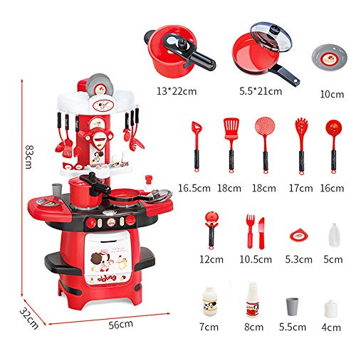 Maxiaoyun Kinderküche Spielzeug Kinder Küche Spielset mit Spielzeug-Zubehör-Set inklusive Moderne Chef-Küche Bunte… – Bild 5
