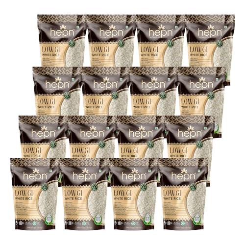 Image of hepn Low GI White Rice Pack of 16, 14.4kg, Lab Tested GI 41, Premium Low Glycemic Staple, Diabetic Friendly, No Added Sugar, Daily Meals
