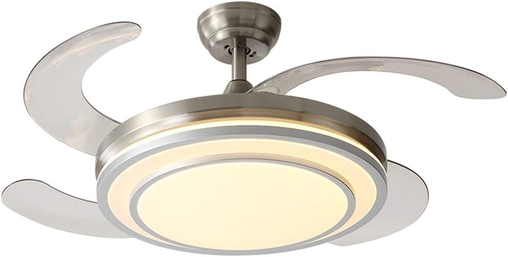 Ceiling Fan Light Ceiling Fan Chandelier Ceiling Fan Light Home PVC Fan Leaf Wrought Iron Three-Color Lamp Remote Control Fan