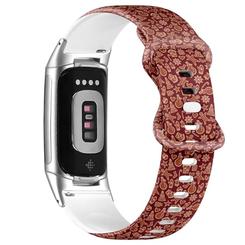 Bracelet Fitbit Charge 6 en silicone souple de qualité supérieure motif Noël