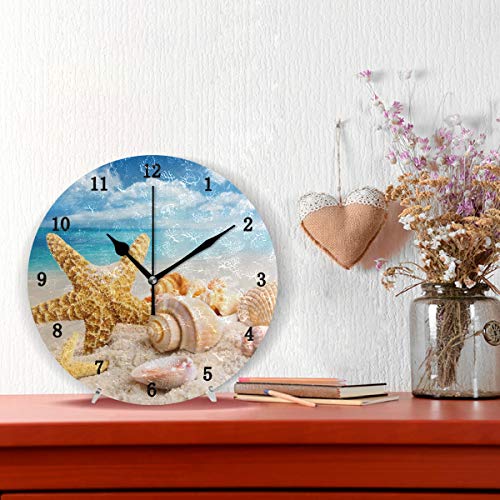 Zzkko Beach Theme Wall Clock, Silent Non Ticking Battery Operated Easy To Read Decorative Wall Clock For Kitchen Bedroom Bathroom Living Room Classroom #TOP1