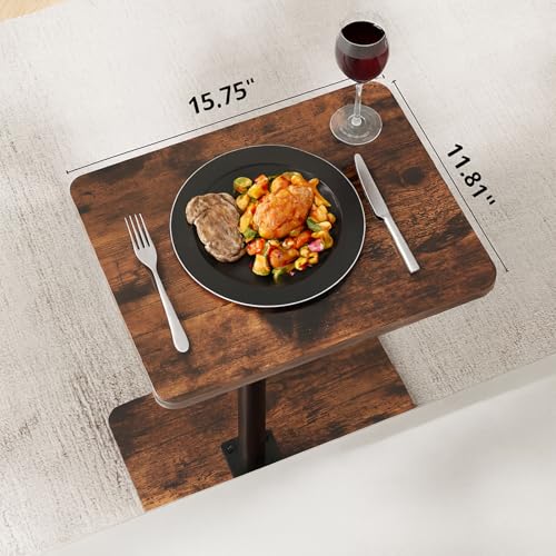 Image of C Shaped End Table Height Adjustable Side Table Sofa Tray for Couch, Sofa Bed Bathroom Study TV Tray Food Snack Trays for Eating, Rustic
