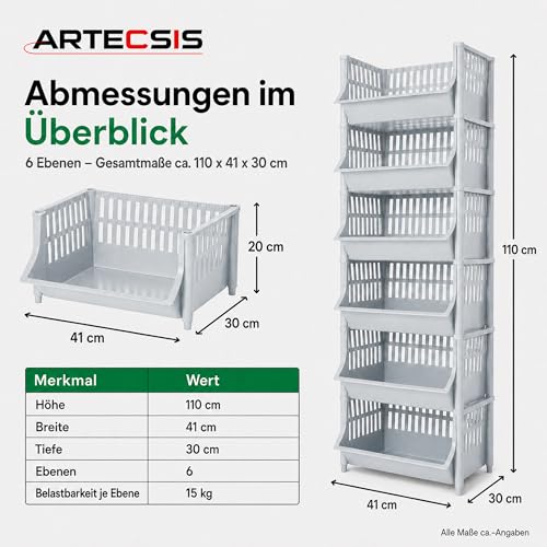 Étagères paniers en plastique Artecsis rangement modulable gris - 3