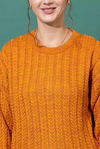 Image of Wear lusso Women's Woolen Cable Knit Pullover Sweater | Full Sleeve Round Neck Winter Wear | 100% Wool Soft & Warm Stylish Sweater for Girls, Ladies & Women | Cozy Casual Winter Fashion