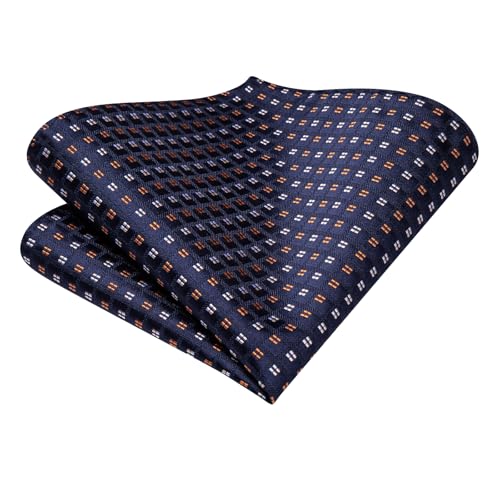 Image of Hi-Tie Silk Ascot for Men Self Tie Men's Cravat and Flower Lapel Pin Handkerchief Cufflinks Set for Wedding Party