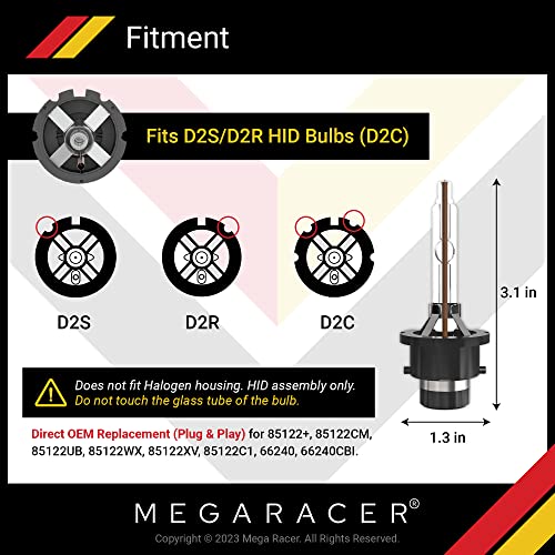 Mega Racer D2S Bulb 10000K Dark Blue D2S/D2R Xenon Hid Bulbs For Low Beam High Beam Replacement Bulbs, 35W Metal Stents Base 12V Ip68 Waterproof, Pack Of 2 #TOP5