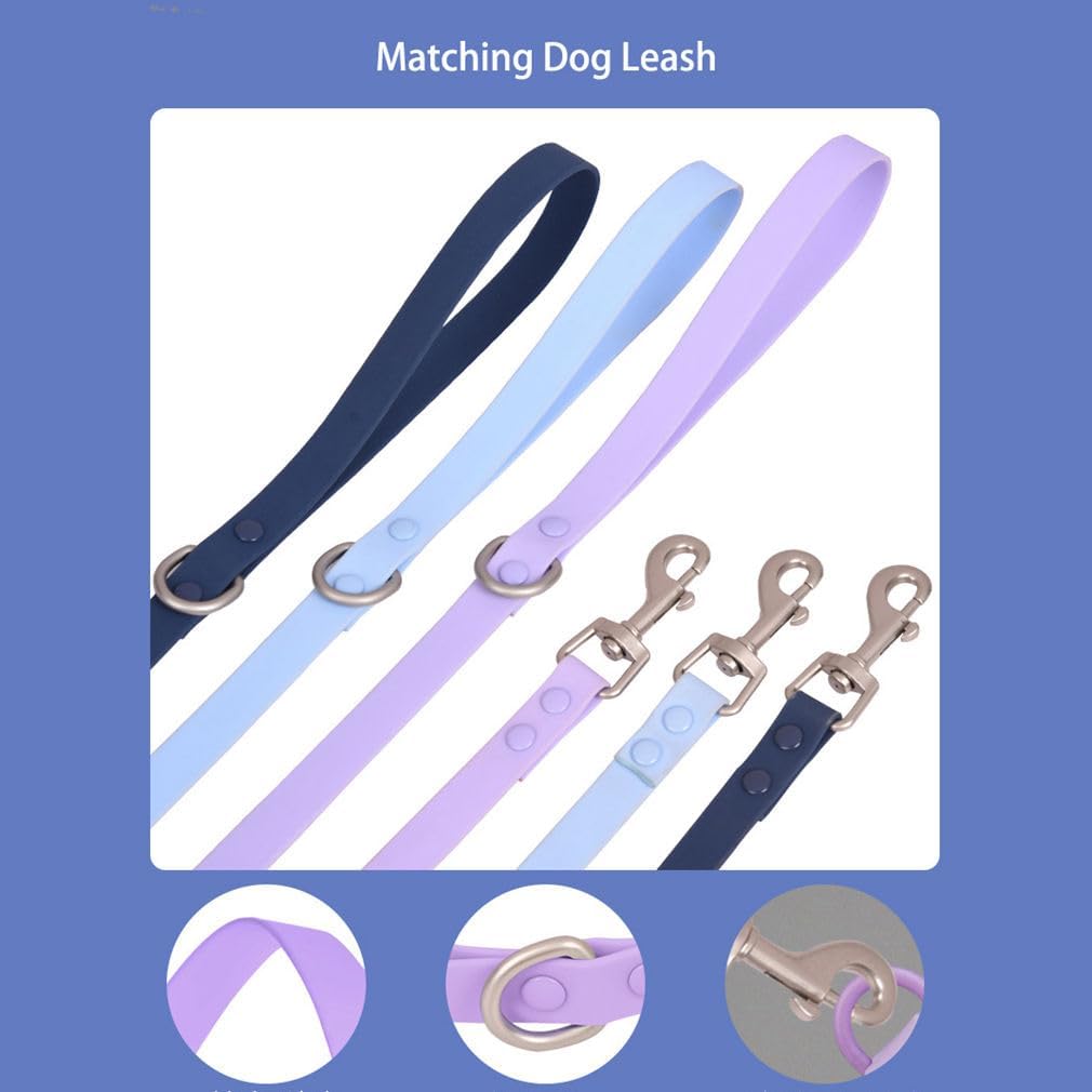 Red Rubber Dog Collar and Leash Set, Waterproof Silicone Plastic PVC Washable Quick Release Buckle Water Swim Girl Dog Collars for Small Medium Large Pet Female Dogs, L