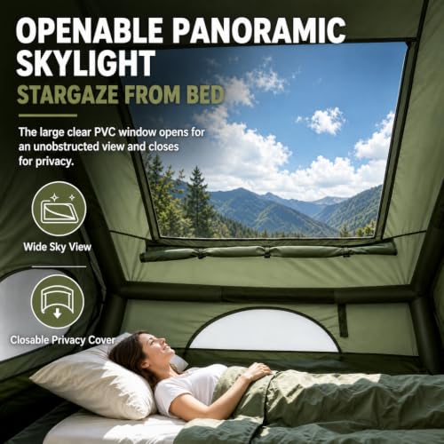 Image of 4-6 Person Inflatable Camp Tent PU2000 Water-Resistant Stove Jack AC Port