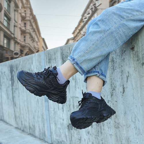 Women's Lace-up Platform Walking Shoes Comfortable Retro Stylish Workout Sport Work Casual Chunky Sneakers2