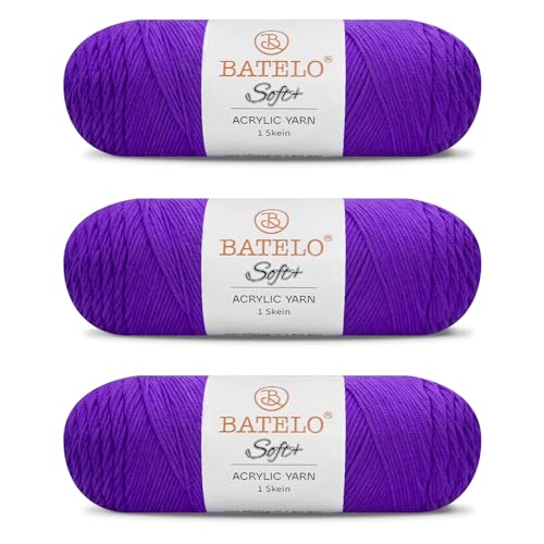 Image of Soft Purple Yarn 1008 Yards - 3 Pack Acrylic Yarn of 200g /7.5oz - 4 Medium (Worsted) - Crocheting, Knitting, Amigurumi, Craft