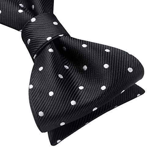 Image of HISDERN Bow Ties for Men Polka Dot Selftie Bowtie and Pocket Square Classic Business Tuxedo Wedding Bowties Handkerchief