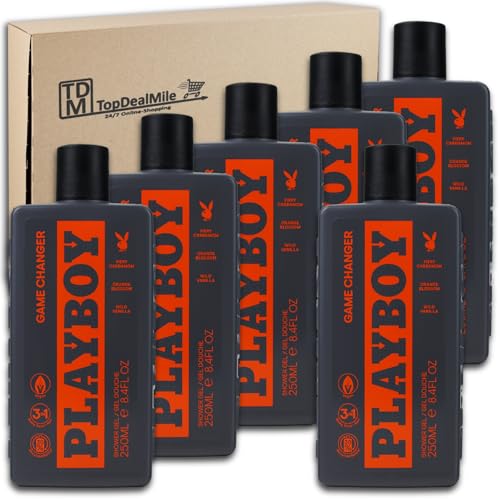 Image of TopDealMile Storage Pack for Playboy Game Changer Shower Gel 3-in-1 Shower Gel for Men 6 x 250 ml