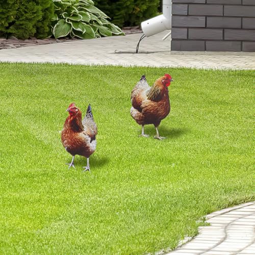 Yardwe 2 Stück Huhn Deko Hühner Gartendeko Hühner Deko Lebensechte für Draußen Draußen Rasen Hofdekoration