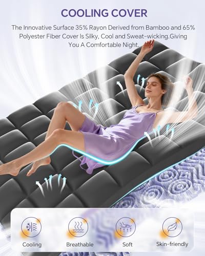 Image of ChiXpace Dual Layer 5 Inch Memory Foam Mattress Topper King - 3 Inch Pillow Top Mattress Pad and 2 Inch Gel Memory Foam, 7-Zone Egg Crate King Size Mattress Topper (Black)