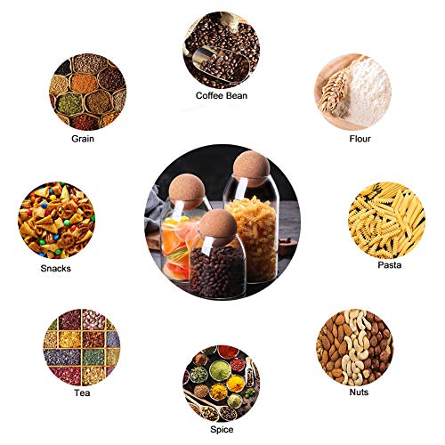 MOLFUJ 550ML/18Oz Glass Storage Container with Ball Cork, Cute Decorative Organizer Bottle Canister Jar with Air Tight Wood Lid for Food, Coffee, Candy, Bathroom Apothecary Cotton Swab Qtip Holder by MOLFUJ - Image 6