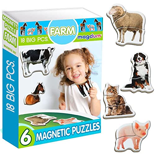 magdum Animales de Granja Puzzle Magnetico - 6 Piezas Puzzle 3 años - Imanes Niños - Imanes Nevera Niños - Juego Imanes - Juegos Magneticos para Niños - Imanes para Niños - Juguetes Educativos 3 Años