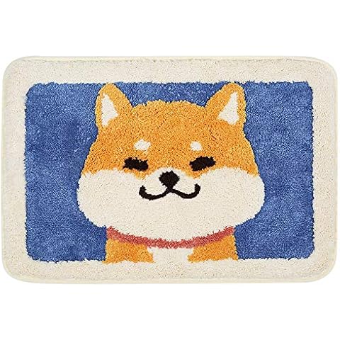 Ankah Shaggy Bath Mat Shower Rug, Soft and Comfortable, High Absorbent and Anti Slip, Machine Washable Fit for Bathtub, Shower and Bath Room 18" x 26" (Cute Dog) Cover