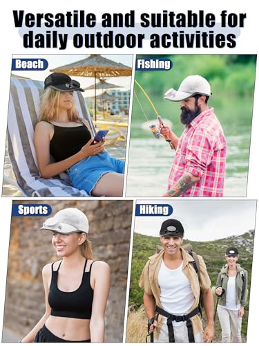 Image of Yaomiao 2 Pcs Solar Baseball Cap with Fan Unisex Sun Protection USB Charging Fan Mesh Hat for Summer Outdoor