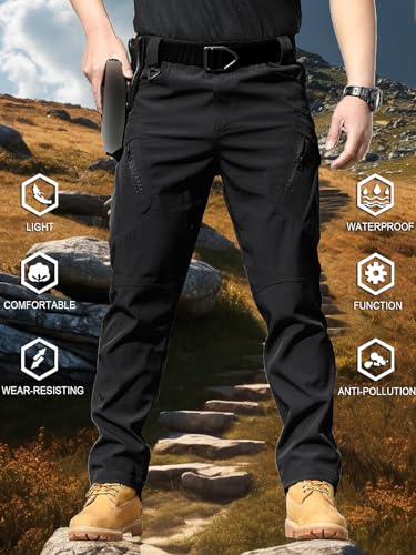 AUTIWITUA Men's Tactical Cargo Pants Water Resistant Lightweight Hiking Pants Outdoor Work Pants with Multi Pockets(No Belt)2