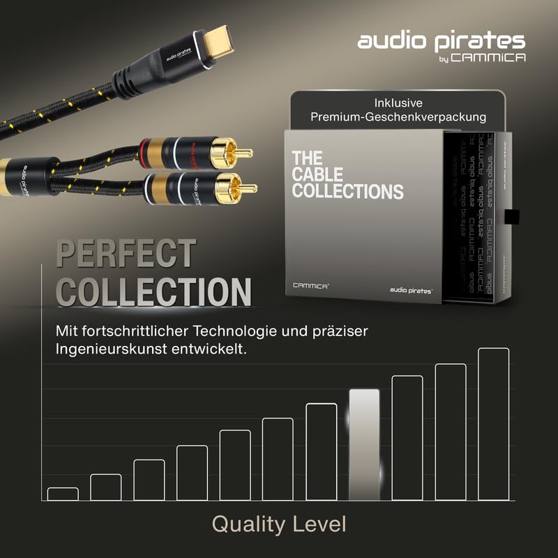 audio pirates by cammica USB-C a 2 connettori RCA Clinch, cavo RCA, cavo audio | cavo audio di fascia alta con alloggiamento in metallo e contatti dorati (10 metri)