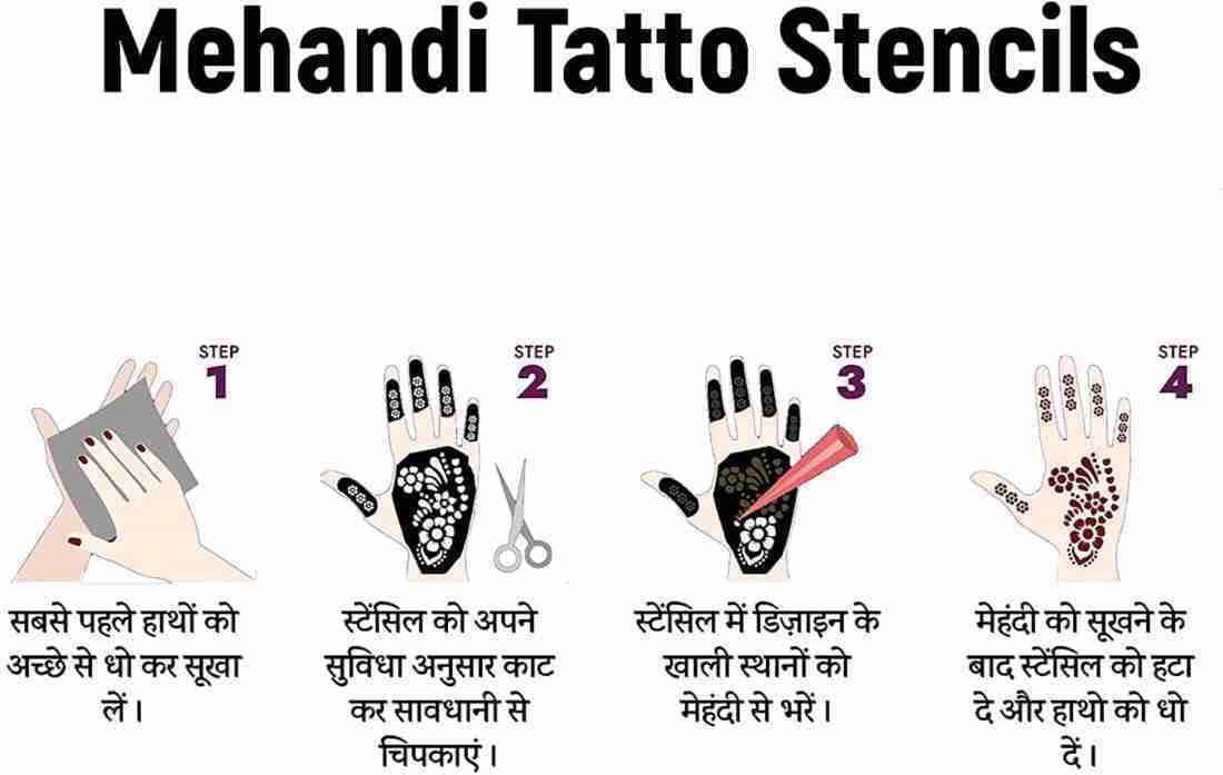 KICKWIX Tattoo Sticker Latest Heena Art Design Stencils Temporary Tattoo for Girls, Womens, Kids, Unisex 1
