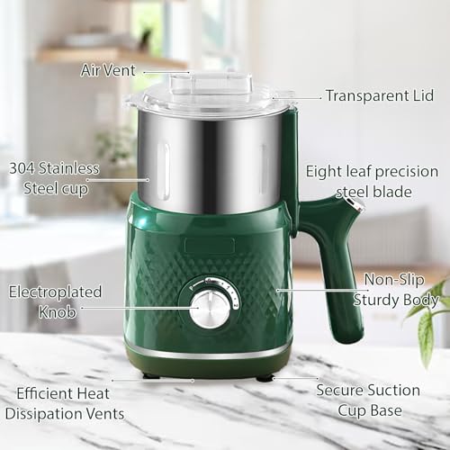 Image of Spice Grinder Electric, 800W Herbs Coffee Grinder for Kitchen, 900g Versatile Grain Mill for Dry Nuts, Grains, Seeds, Rice, Bean and Pepper (Green)