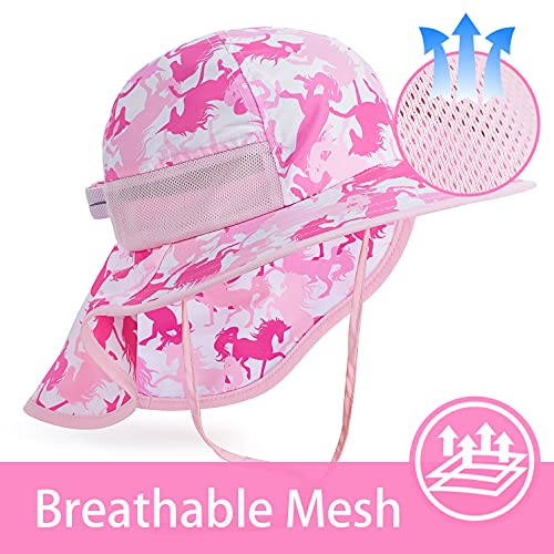 Image of Kids Sun Hat UPF 50+ Boy Girl Protection Hat Wide Brim Beach Hats with Mesh and Adjustable Chin Strap