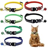 JEYORZY Katzenhalsband, 6 Stück Reflektierende Katzenhalsband mit Glocke Halsband Katze mit Sicherheitsverschluss Verstellbar Kitten Halsband Haustierzubehör, für Hauskatzen, Anti-Strangulation